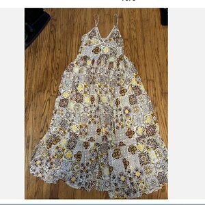 Chloe Laetitia Paris Women’s M/L Long Flowy Boho Patterned Dress Linin Lined
